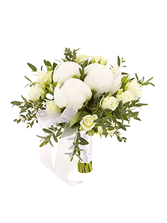 Букет невесты Лайт №17 из белых пионов и роз