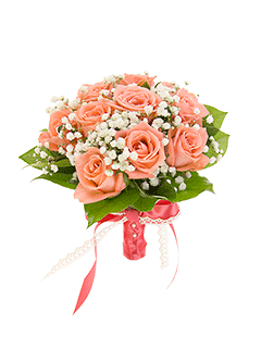 Букет невесты открытый из роз и гипсофилы  №160