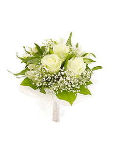 Букет невесты дублер №14 из  альстромерии, роз и гипсофилы