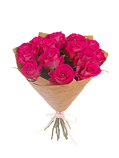 Букет из 15 ярко-розовых эквадорских роз