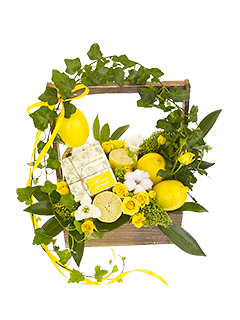 Букет из роз и фрезий «Лимонный сад»