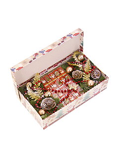 Новогодняя композиция в подарочной коробке «Шоколадный Новый год»