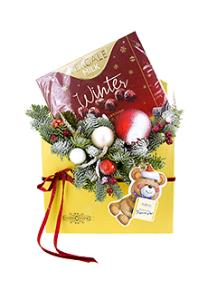 Новогодняя композиция в коробке-конверте «Зимний гостинец»