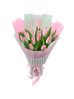 Букет из 19 нежно-розовых тюльпанов