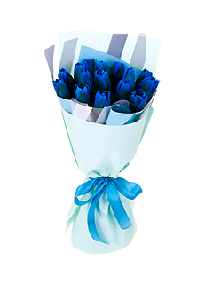 Букет из 15 синих тюльпанов