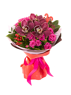 Букет из кустовых роз и орхидей «Дни Овна»