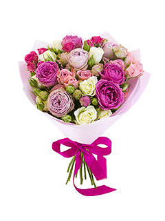 Букет из 11 разноцветных кустовых роз