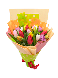 Букет из разноцветных тюльпанов «Шутки-прибаутки»