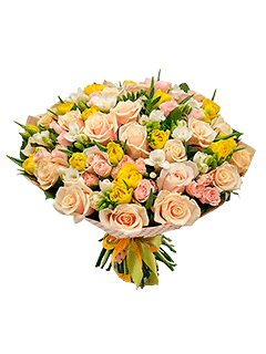 Букет из роз и тюльпанов «Совиньон»