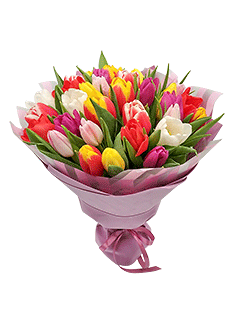 Букет из разноцветных тюльпанов «В двух шагах от весны»