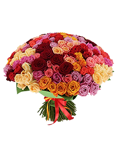 Букет из разноцветных роз «Вулкан»