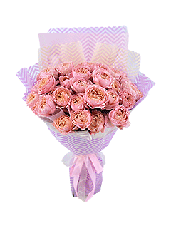 Букет из 11 персиково-розовых пионовидных кустовых роз
