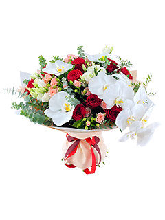 Букет из роз и орхидей «Кастаньеты»