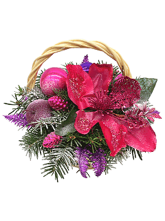 Новогодняя корзина с еловыми ветками «Зимняя мастерская»