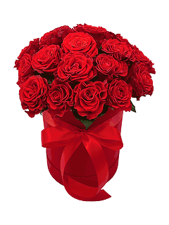 Букет из роз в шляпной коробке «Обжигающая страсть»