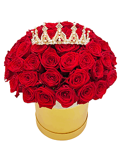 Букет роз в шляпной коробке «Моей королеве»