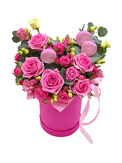 Букет из роз в шляпной коробке «Девичьи мечты»