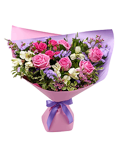 Букет из роз и альстромерий «Цветочный пэчворк»