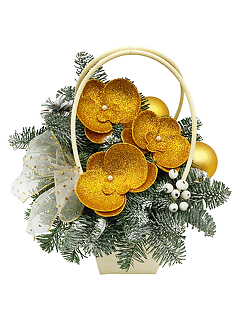 Новогодняя композиция из еловых веток «Золотой свет Нового года»