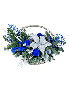 Новогодняя композиция с еловыми ветками «Синий-синий иней»