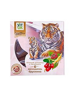 Шоколад с печеньем «Амурский тигр» Женьшень и брусника