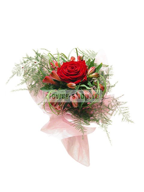 Букет из альстромерий и розы «Приятный день»