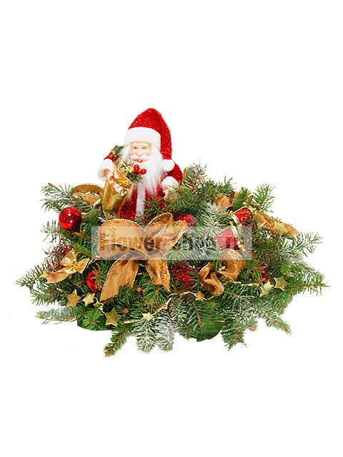 Новогодняя композиция с еловыми ветками «Санта Клаус»