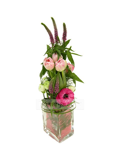 Композиция из экзотических цветов в вазе «Красочный цвет»