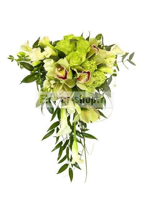 Букет невесты из роз и орхидей каскадный №12