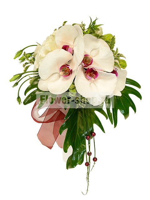 Букет невесты каскадный из орхидей №13