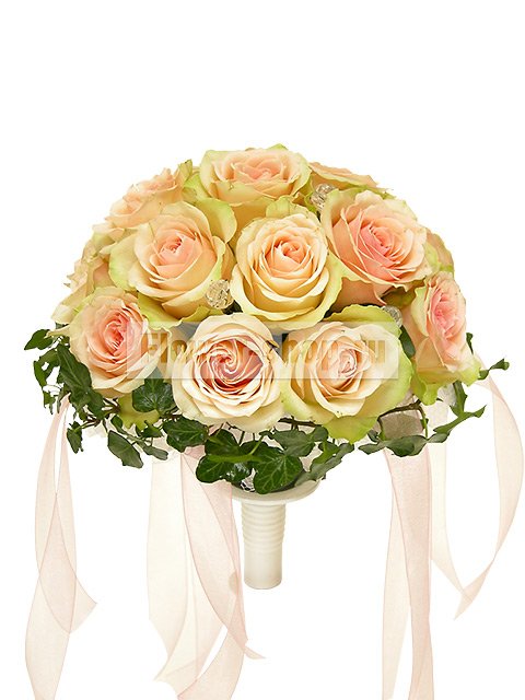 Букет невесты круглый из роз №52