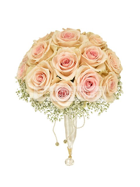 Букет невесты из роз и гипсофилы круглый №53