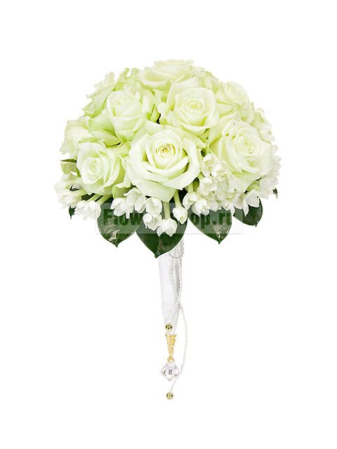 Букет невесты из белых роз «Снежная Королева»