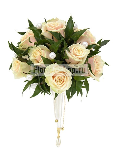 Букет невесты круглый из роз №70