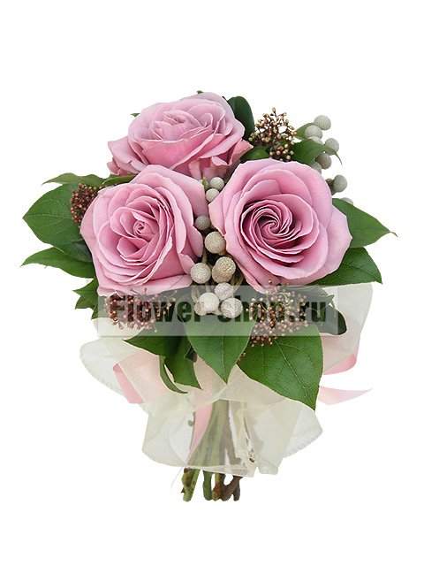 Букет невесты дублер из роз и брунии №5