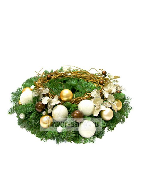 Новогодняя композиция из еловых веток «Праздничный венок»