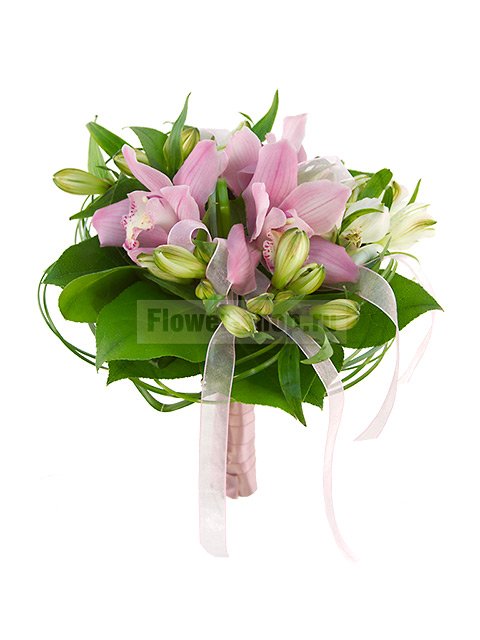 Букет невесты Лайт из орхидей и альстромерий №2