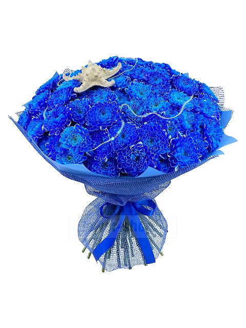 Букет из синих хризантем «Владычица морей»