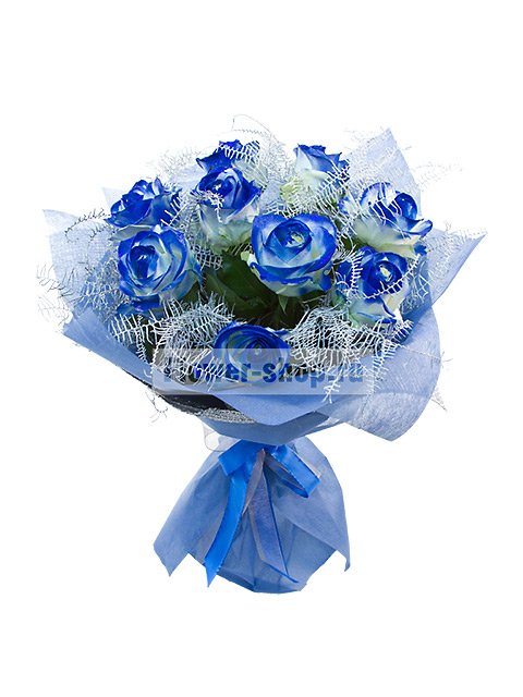 Букет из синих роз «Гжель»