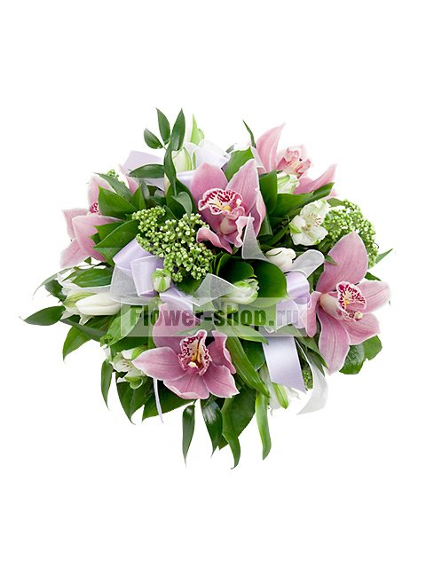 Композиция для свадебного стола из тюльпанов и орхидей №40
