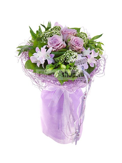Букет из роз, орхидей и альстромерий «Изысканный вкус»