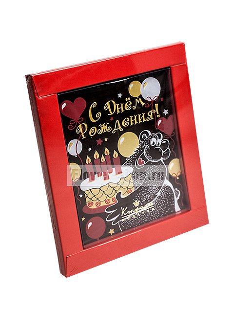 Шоколадная открытка «Мишка с тортом»
