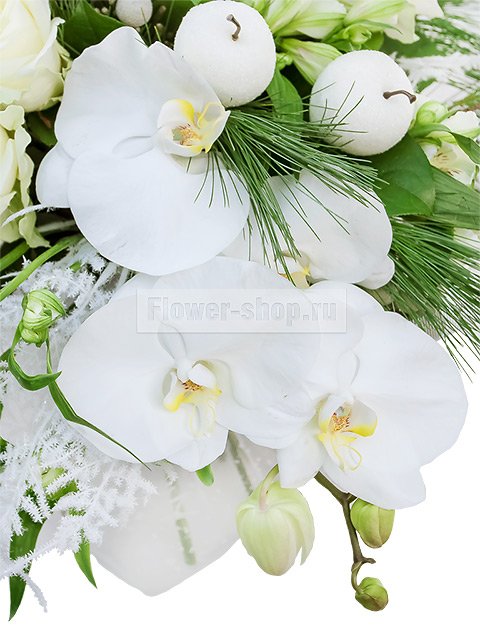 Букет из роз, орхидей и альстромерий «Зимний бал»