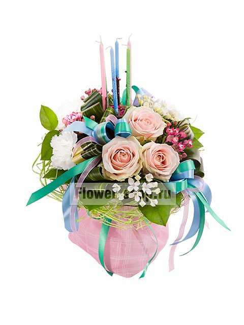 Букет из роз со свечами «Тот самый день!» - купить с бесплатной доставкой вМоскве