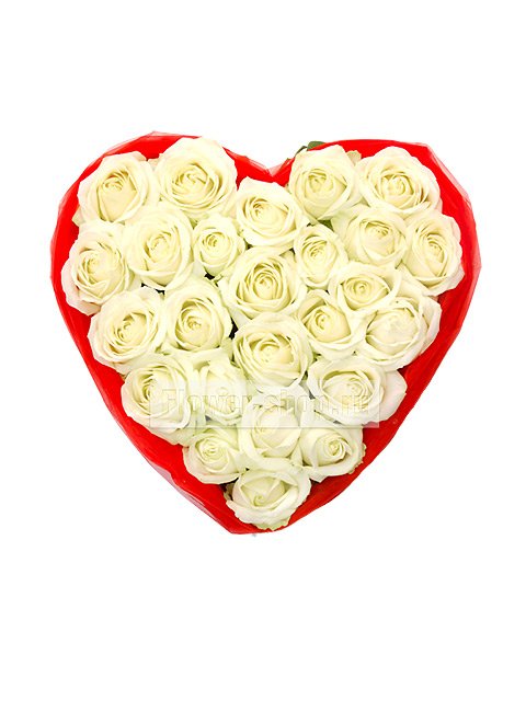 Композиция из белых роз «Одно сердце на двоих»