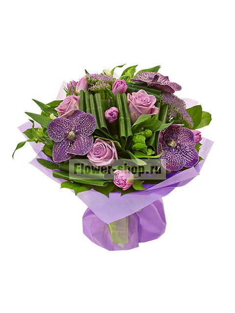 Букет из роз, орхидей и тюльпанов «Джорджиана»