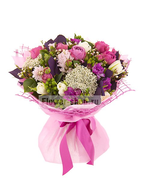 Букет из роз, тюльпанов и гиацинтов «Меланж»