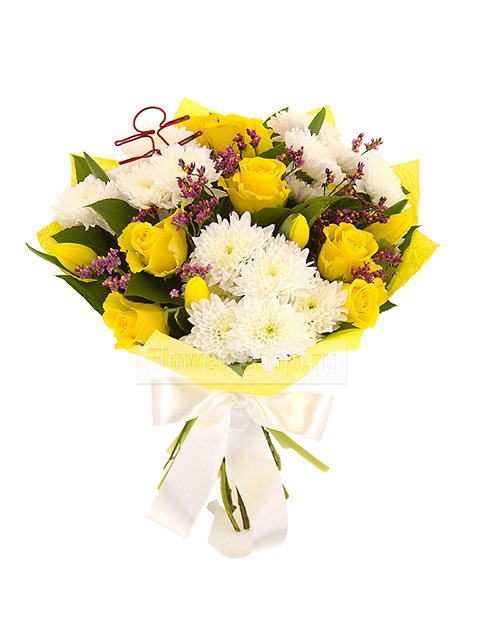 Букет из роз, тюльпанов и хризантем «Для Весов №2»