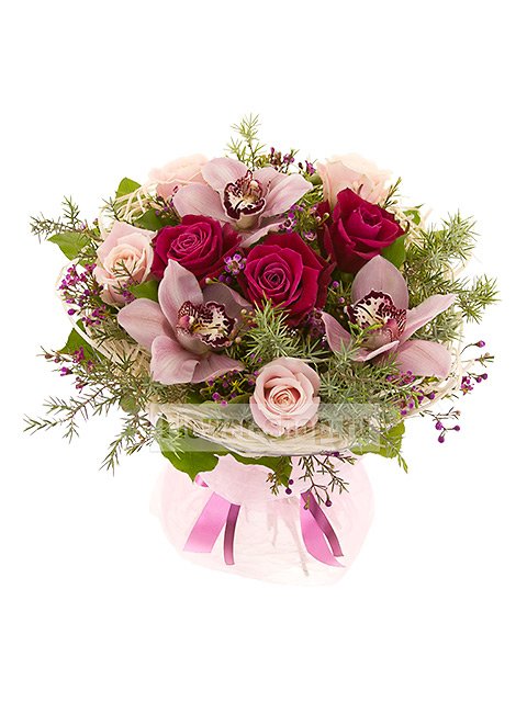 Букет из роз и орхидей «Прекрасное творение»