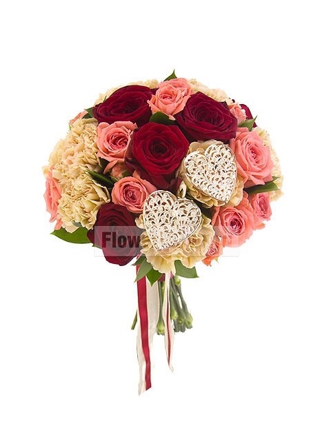 Букет невесты открытый из роз и гвоздик №12